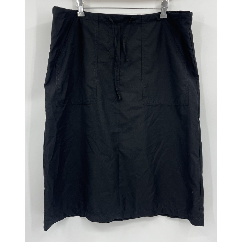 NOS Tommy Hilfiger Y2K Midi Skirt Size 14 Drawstring Waist Pockets Black